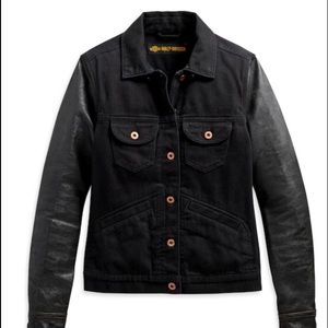 Harley-Davidson® Women's Logo
Leather Sleeves Denim Jean
Jacket